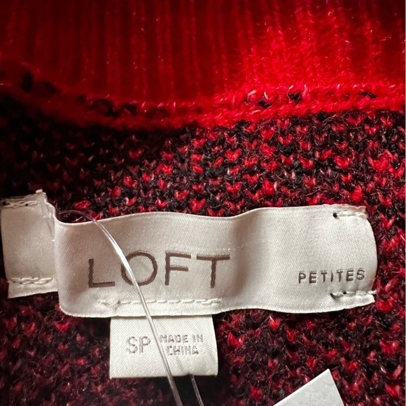 LOFT Women’s Red & Black Buffalo Plaid Sweater NWT - Picture 5 of 6